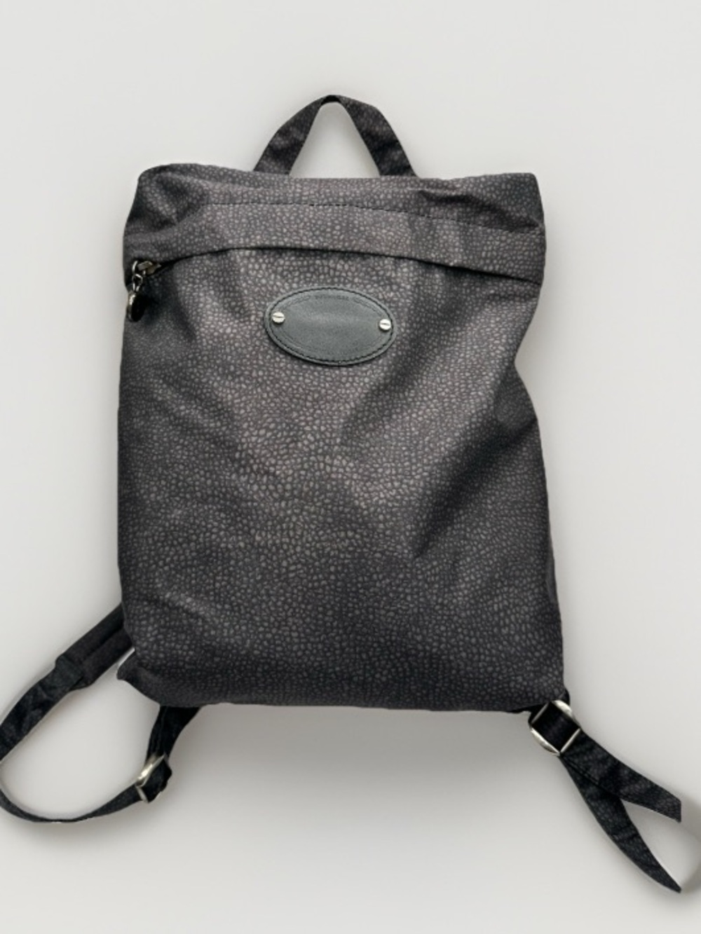 Small Lighweight Nylon Backpack Borbonese Redwall Gray Made In Italy Unisex
